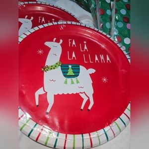 Llama Christmas Disposable Plates, Napkins & Cups, LOT #2